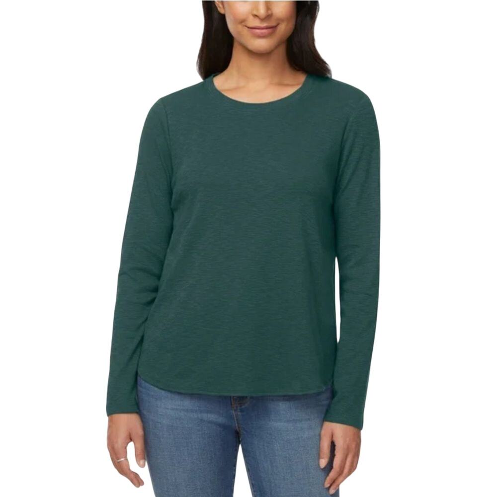 Kirkland Signature Ladies' Long Sleeve Slub Tee Green Size L